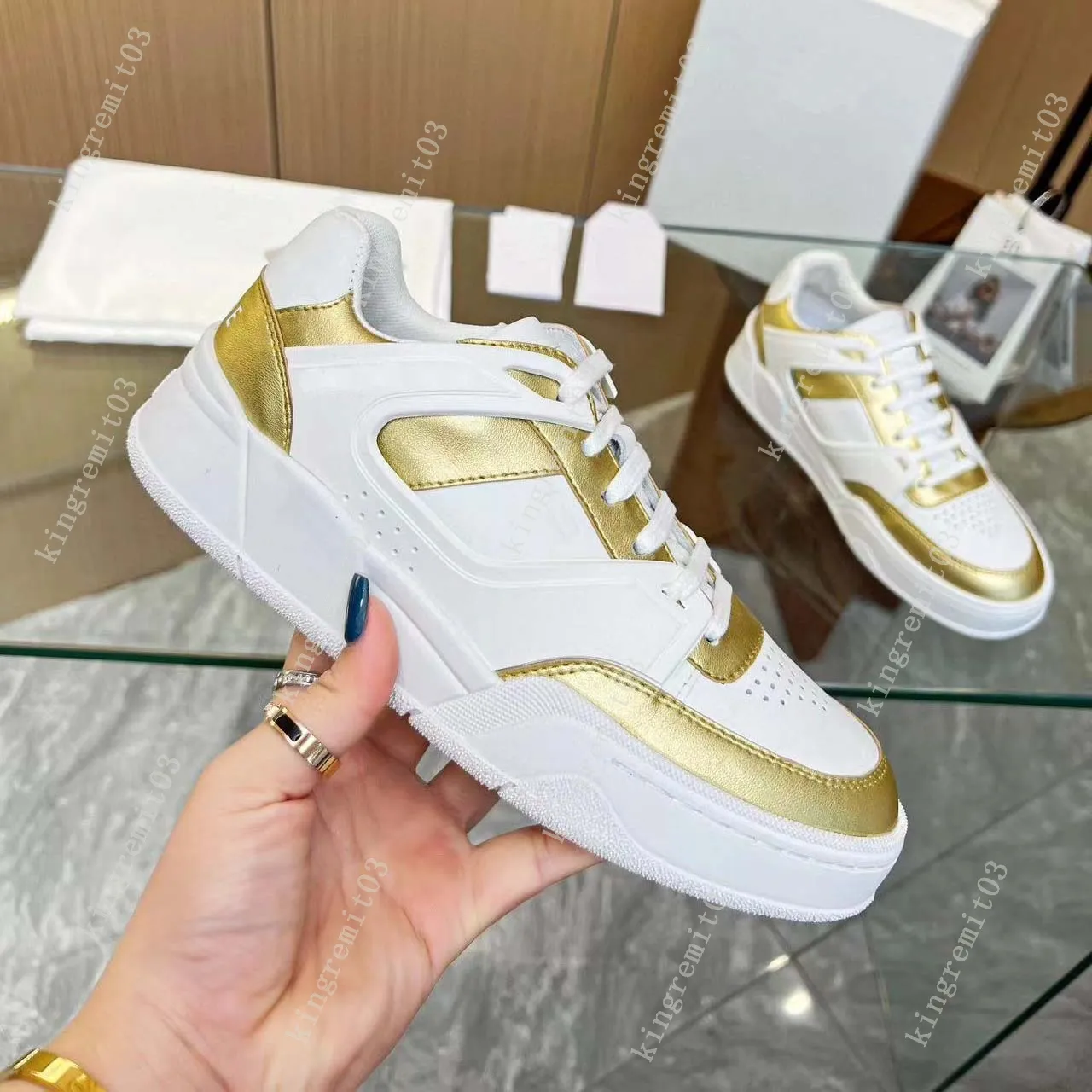 Leather Lace-Up Wedge Sneakers for Women with Calfskin Upper and 