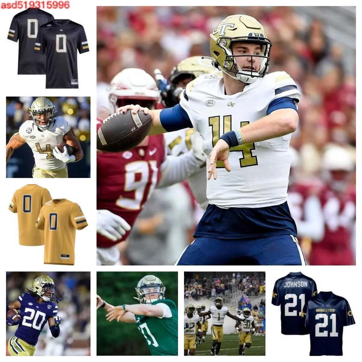 Georgia Tech Yellow Jackets Football jersey 12 Dominick Blaylock 6 Christian Leary 57 Tchio 11 Kevin Harris 2 Kenyatta Watson II 10 Haynes King 0 Sims 15 Zach Gibson