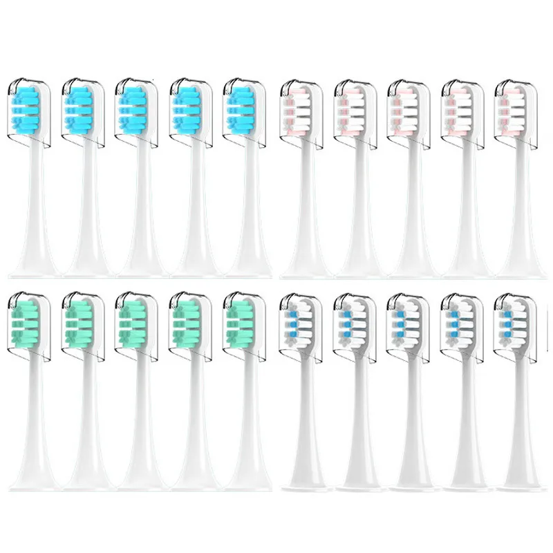 Tête de brosses à dents pour xiaomi Mijia T300 T500 T700 têtes de brosse à dents électrique sonique buses de recharge remplaçables 4 couleurs avec capuchons anti-poussière 4 20 pièces 230828