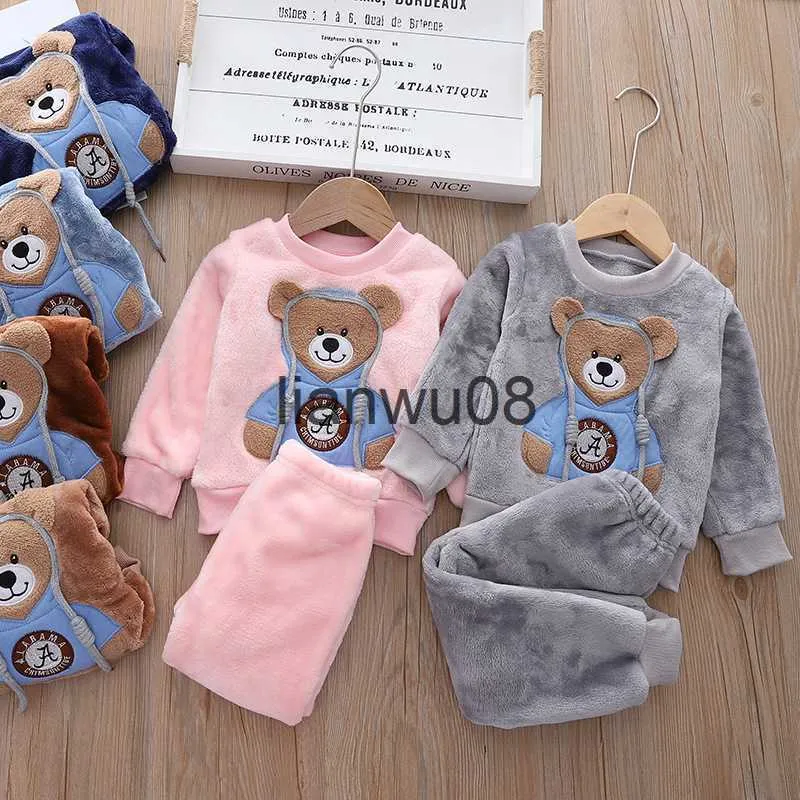 Clothing Sets Children's Clothes 2pcs Winter New Baby Boys Girls Outfits Toddler Pajamas for Kids 1 2 3 4 5 6 Years Soft Home Clothes Korean x0828