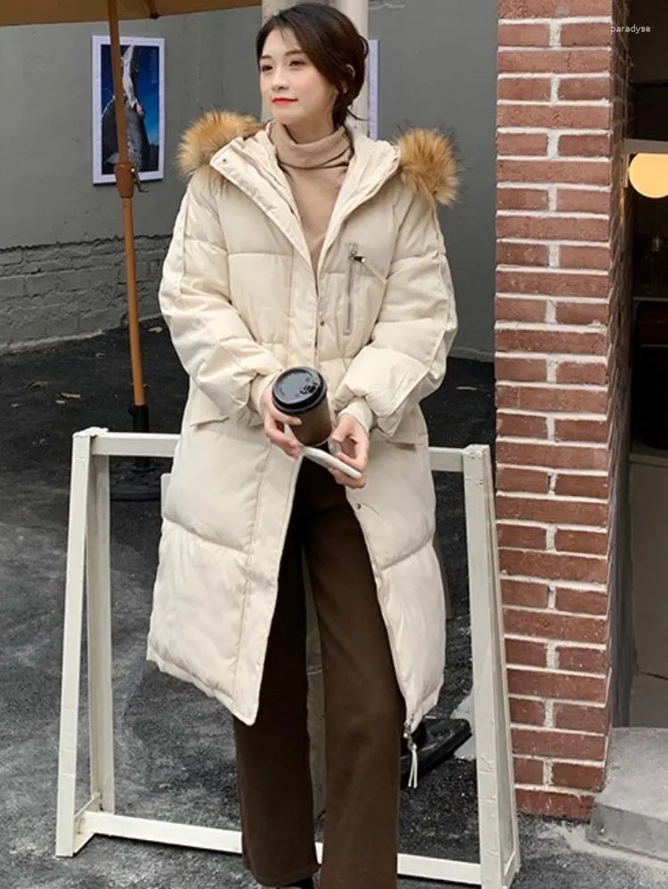 Trench da donna ZCSMLL Pelliccia con cuciture con cappuccio X-long Parka Inverno Donna Moda coreana 2023 Autunno Manica lunga Cappotto femminile allentato di grandi dimensioni