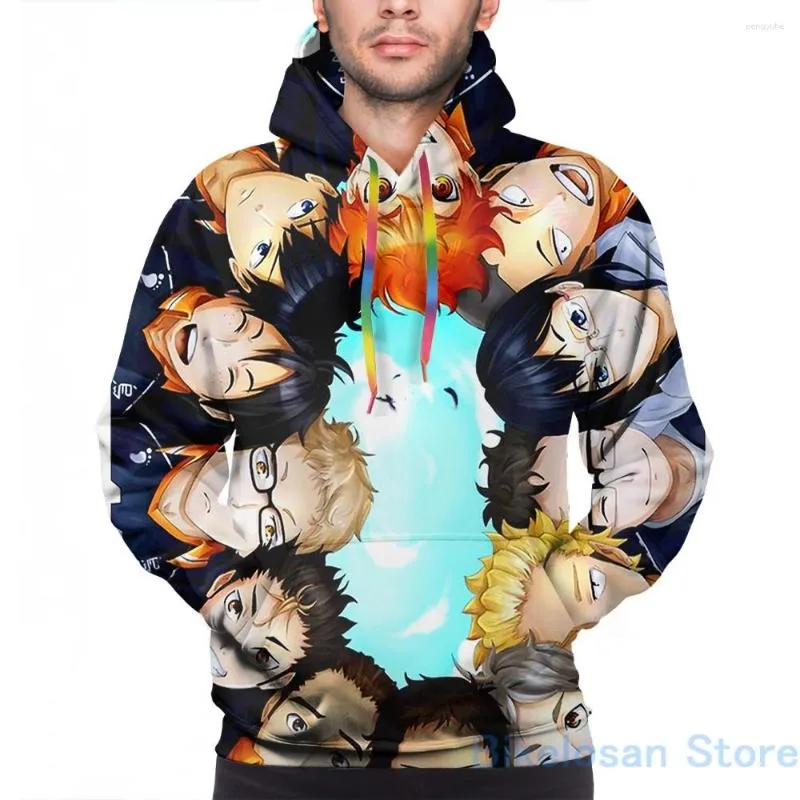 Herrtröjor herrar tröja för kvinnor roliga haikyuu !!! Karaktärer cirkel tryck avslappnad hoodie streatwear