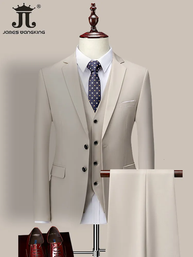 Men's Suits Blazers 13 Colors 5XL Jacket Vest Pants High-end Brand Formal Business Mens Suit Three-piece Groom Wedding Dress Solid Color Suit 230828