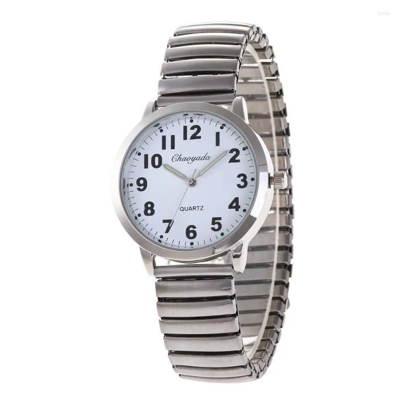 Relógios de pulso Design de meia-idade e idosos pulseira elástica relógio de quartzo relógio de pulso retro de grande caráter