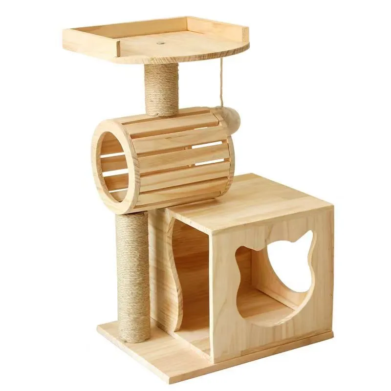Premium Solid Wood Cat Climbing Frame With Drum Toy Ideal Cat Pet Store