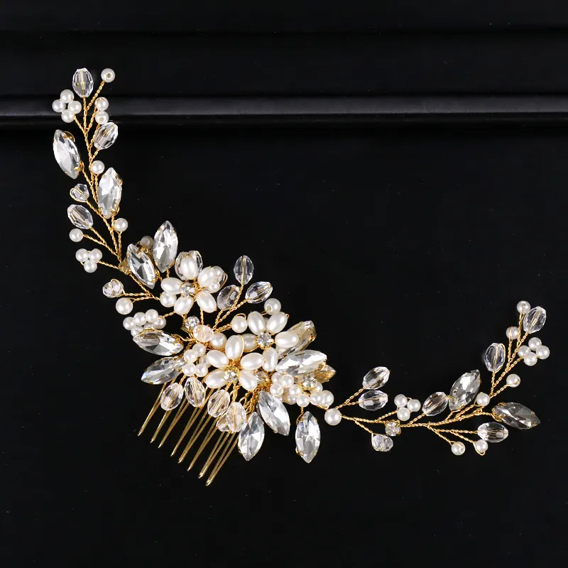 Wing Pattern Crystal Hair combs Wedding Hair Accessories Pearl Hair Comb Bridal (4)