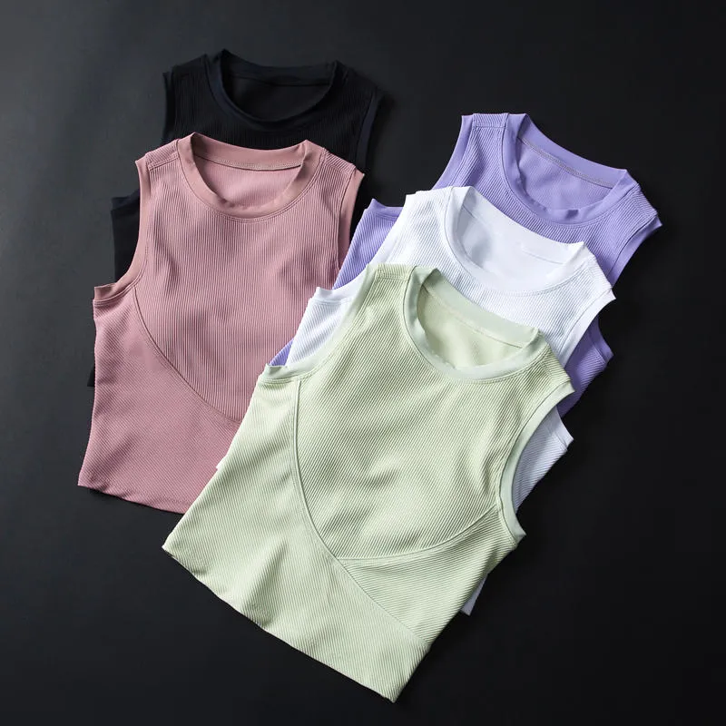 Luluwomen-ropa de Yoga para mujer, chaleco deportivo, Top para correr de secado rápido con almohadilla para el pecho, camisetas sin mangas luyogastar