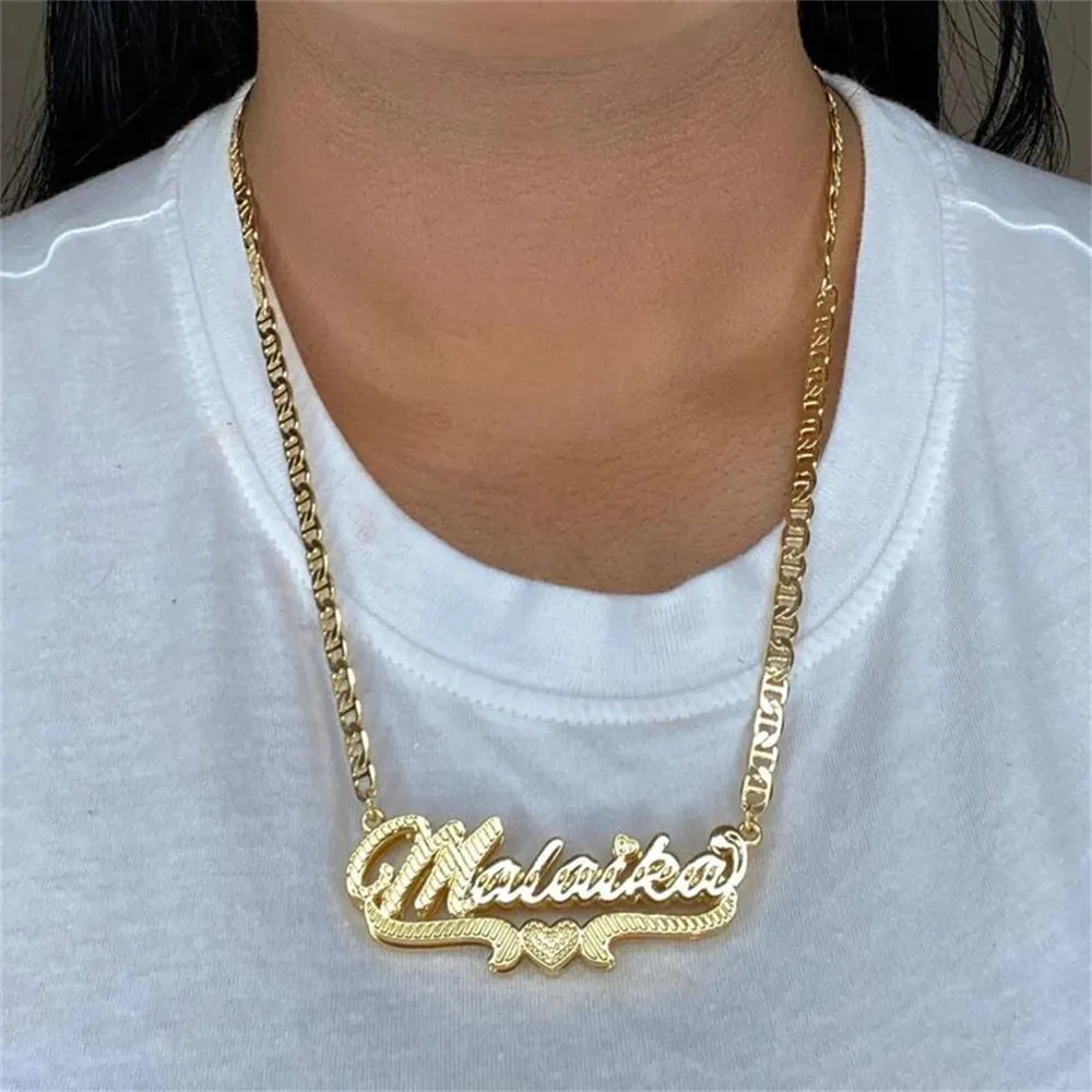 Gold name necklace women discount