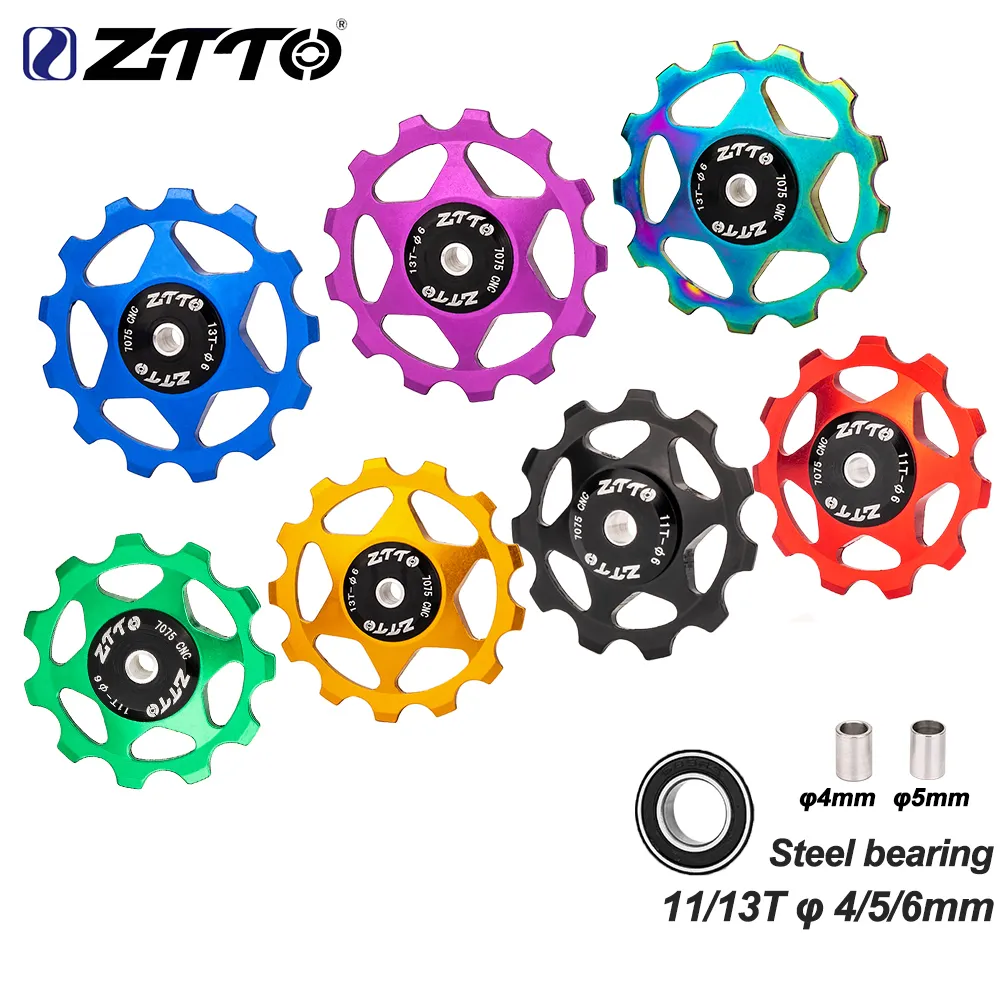 자전거 변속기 ZTTO 11T 13T 13T MTB 자전거 후방 변속기 휠 스틸 베어링 풀리 AL7075 CNC 도로 자전거 가이드 롤러 4mm 5mm 6mm 230826