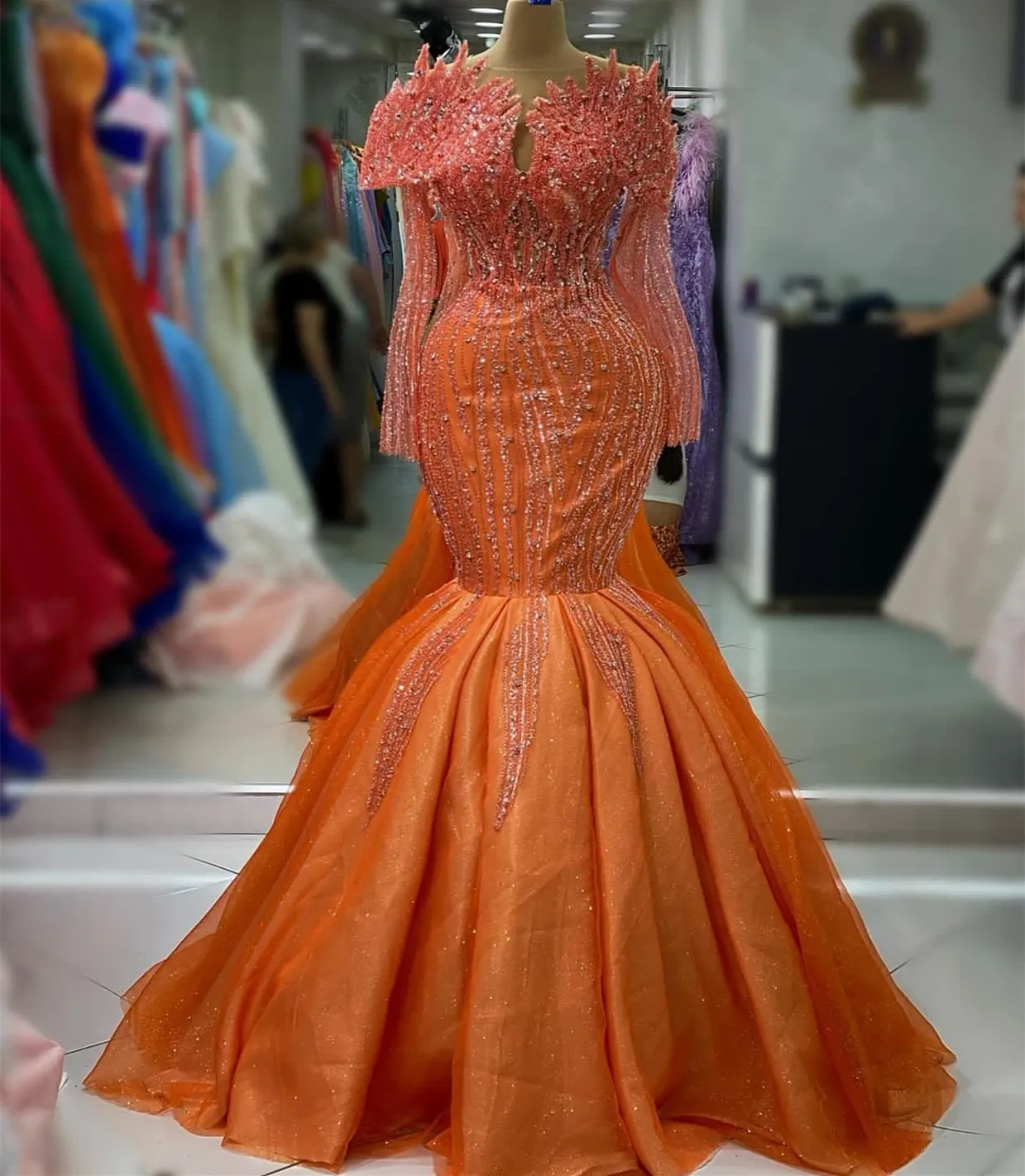 Prom Dresses 2024: Elegant Orange Mermaid Prom Dress With Beaded Crystals  Formal Evening Gown, Second Reception & Birthday Party From Bestoffers,  $586.59 | DHgate.Com