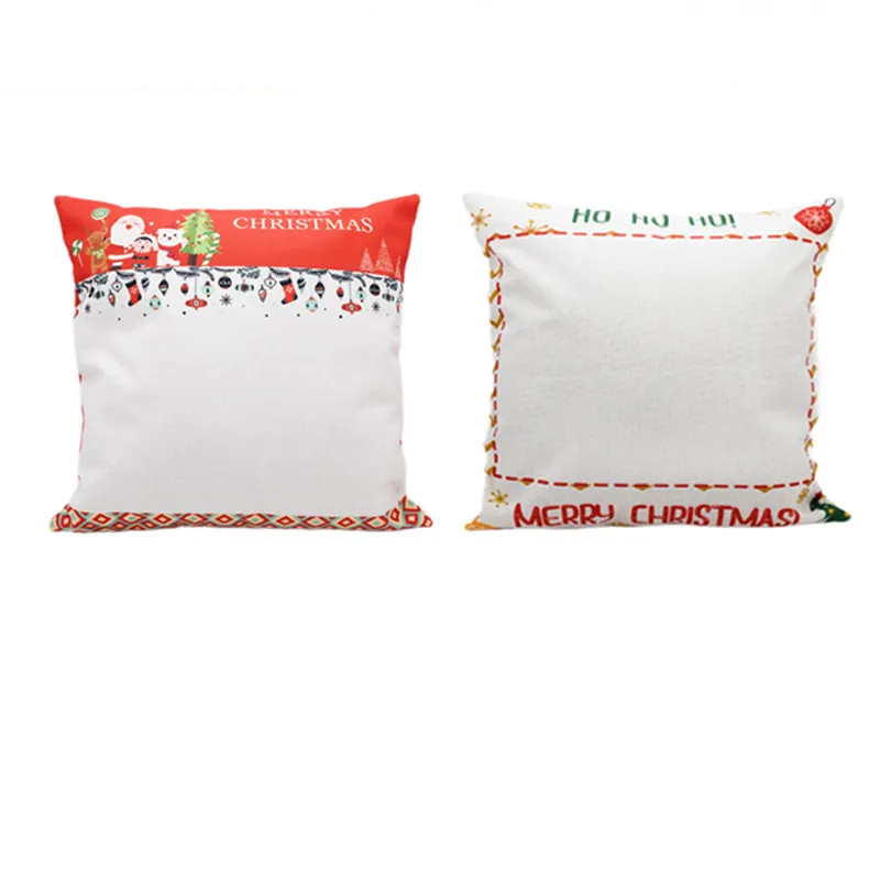 10pcs Pillow Case Sublimation DIY White Blank Linen Merry Christmas Pillow Cover Mix Style