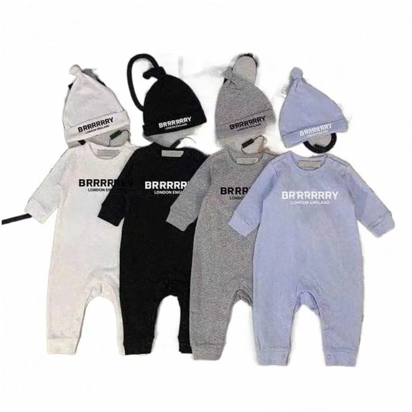 Kleding Sets Baby Geboren Baby Meisje Designer Merk Pasgeboren Brief Kostuum Overalls Kleding Jumpsuit Kids Bodysuit Voor Baby's Outfit Ro Dhje8