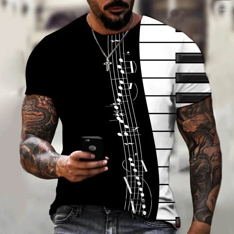 Magliette da uomo Tasti del pianoforte Note musicali Maglietta casual Taglie forti Stampa 3D T-shirt a maniche corte Moda Oversize Estate Top Abbigliamento da uomo