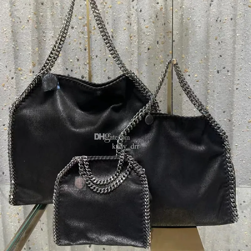 Stella Mccartney Большая сумка Falabella Складные сумки макси Цепочка с бриллиантовой огранкой Золото Переработанная латунь Две верхние ручки Роскошные дизайнерские сумки Сумки через плечо