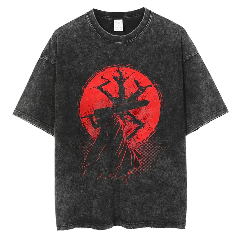 T-shirt Unisexe Double Face Imprimé Coton - Manches Courtes - Col Rond - Motif Berserk Anime Vintage - Pour Homme, Femme, Cosplay