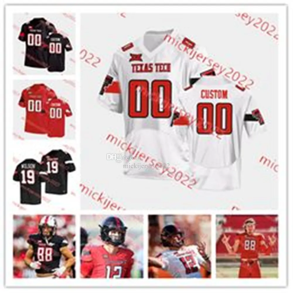 Texas Tech Jersey 36 Justin Horne 86 TJ West 24 Anquan Willis 90 Ansel Nedore Texas Tech Red Raiders Camisas de futebol costuradas personalizadas Mens Juventude