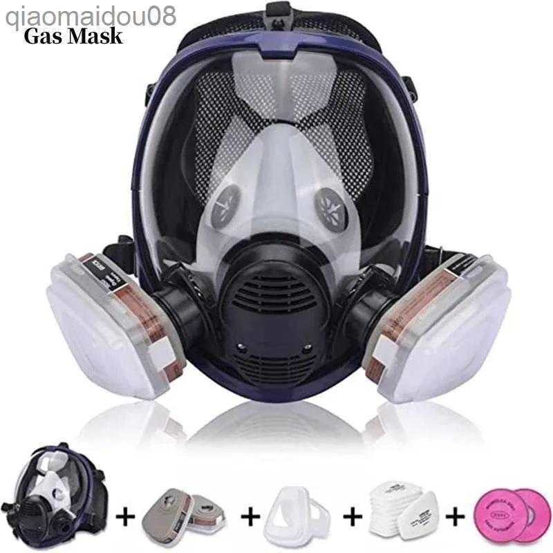 Giyim Kimyasal Koruyucu Gaz Maskesi 6800 Toz Solunum Müdürü Anti-Fog Full Yüz Maske Filtresi Asit Gazı Kaynak Sprey Boya Böcek ilacı HKD230828