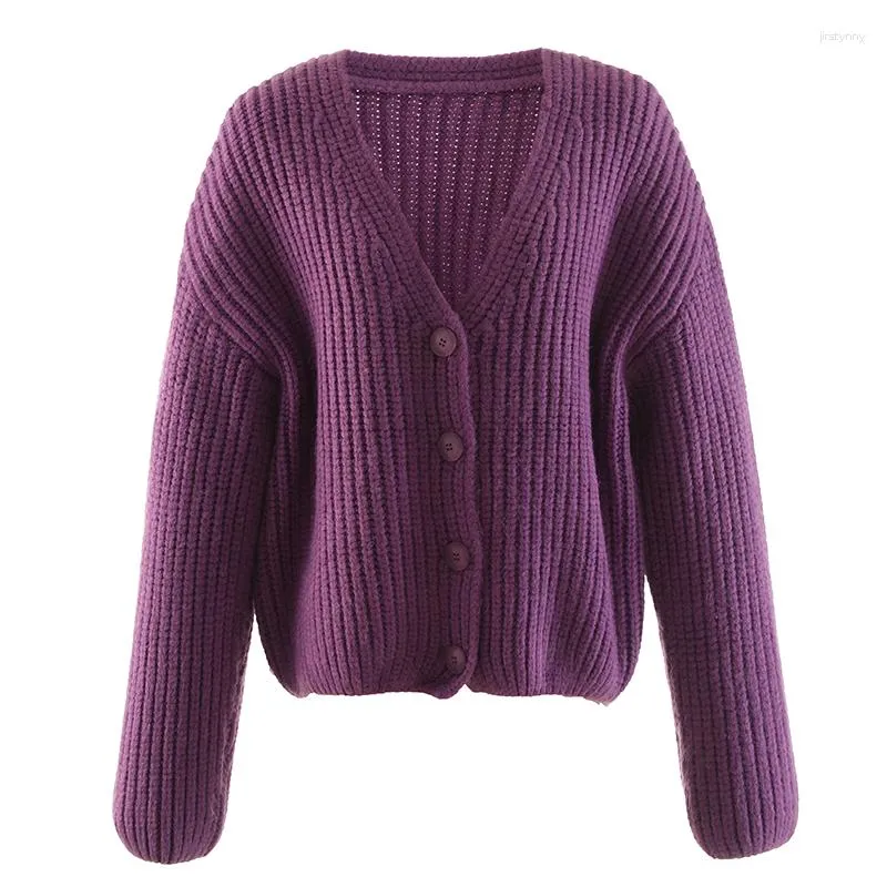 Kvinnors tröjor Phoebe Hz 2023 Autumn Winter Style Chunky Yarn Knitting Cardigan Matchande Loose Mode Delicacy Thermal Clothing Women