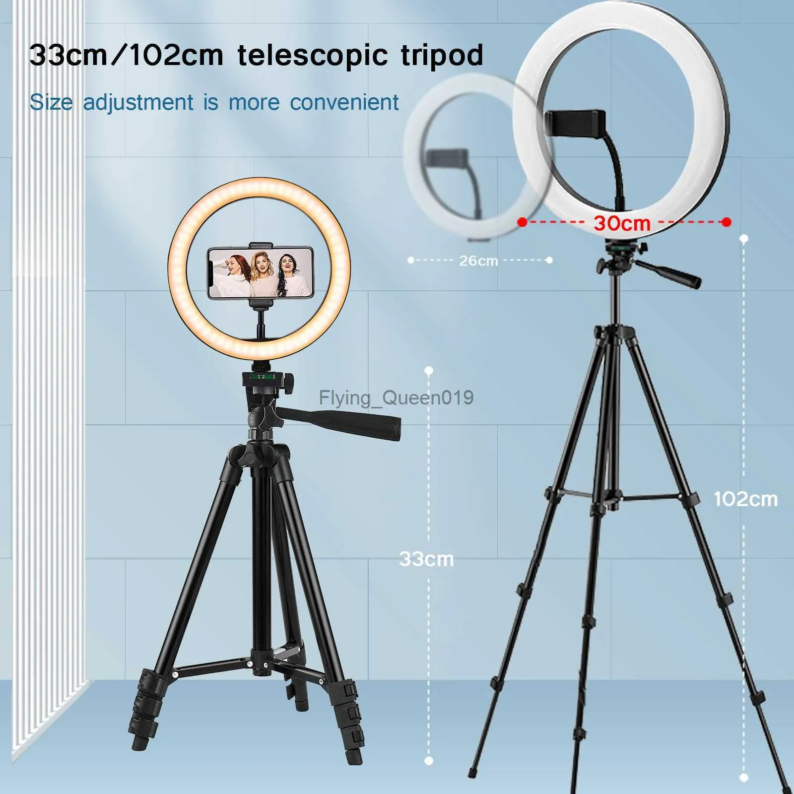 26 cm Photo Ringlight LED Selfie Ring Light Téléphone Télécommande Lampe Photographie Éclairage Avec Trépied Titulaire Youtube Vidéo HKD230829