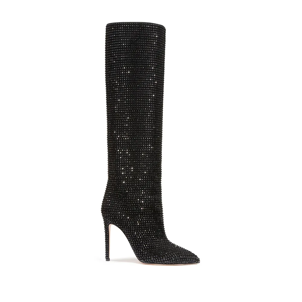 Bottes Hautes Femme En Cuir Métallisé - Talon Chic, Zip, Confortables Pour L'Hiver
