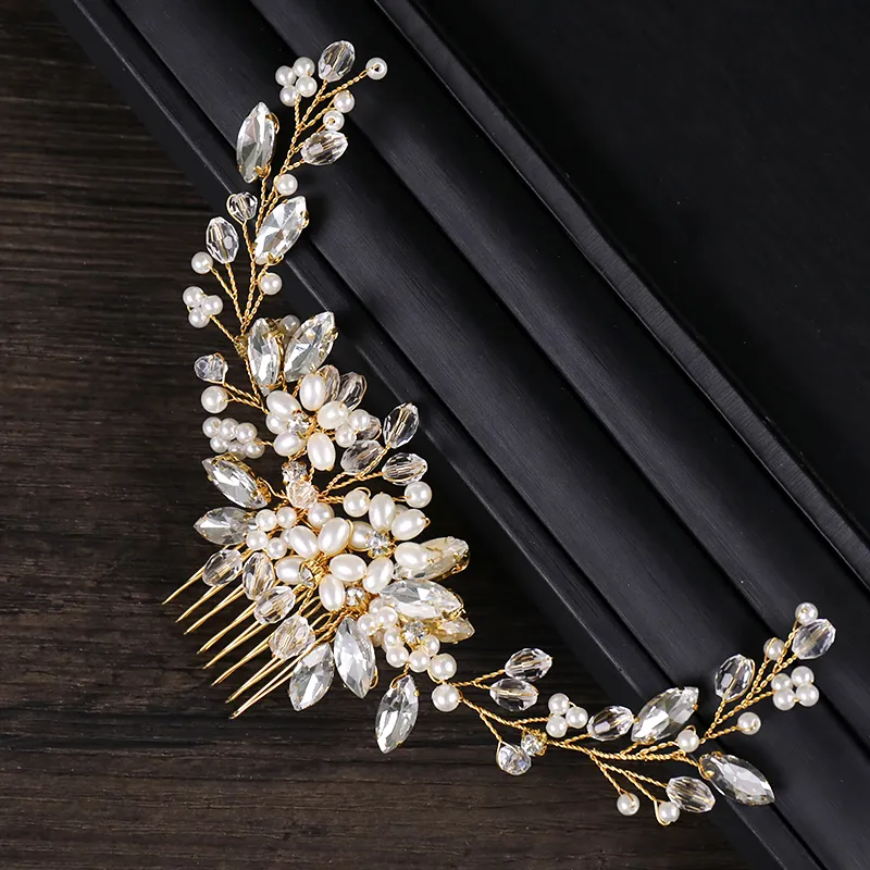 Wing Pattern Crystal Hair combs Wedding Hair Accessories Pearl Hair Comb Bridal (6)