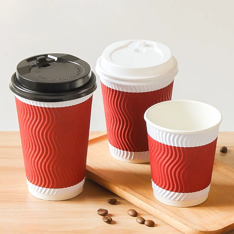 50 Pack Thickened Kraft Disposable Coffee Disposable Coffee Cups With Lid  Antiscalding Corrugated Disposable Coffee Cups For Milk Tea And Drinks From  Mu007, $15.08