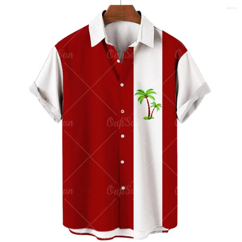 Camisas casuais masculinas 2023 camisa 3d impressão verão roupas curtas topo coco praia lapela luxo solto e respirável retro harajuku blusa