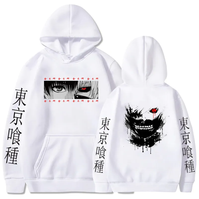 Herrtröjor tröjor anime tokyo ghoul hoodies ken kaneki grafiska tryckta tröjor män casual hip hop streetwear par tröjor lösa hoodie 230826