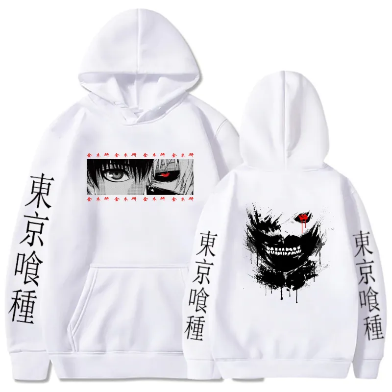 Felpe con cappuccio da uomo Felpe Anime Tokyo Ghoul Felpe con cappuccio Ken Kaneki Felpe con stampa grafica Uomo Casual Hip Hop Streetwear Coppia Pullover Felpa con cappuccio allentata 230826