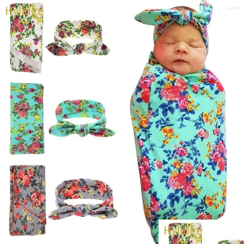 Одеяла пеленки Hylidge Baby Ddle Муслиновые уши набор для повязки на голову, рожденная Pography Props