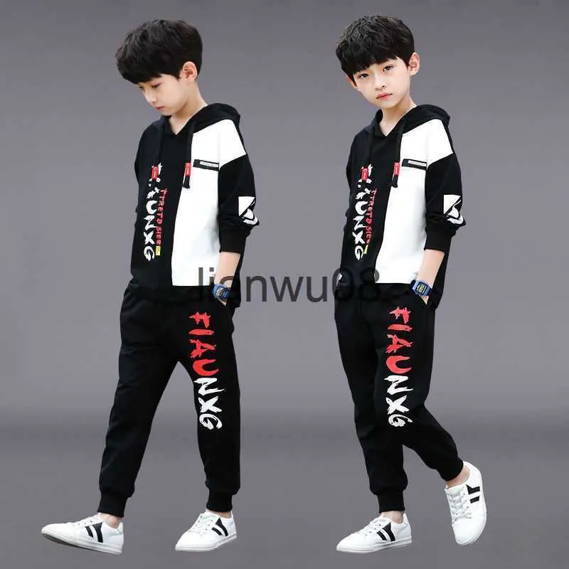 Set di abbigliamento Nuovi ragazzi inverno Autunno vestiti Set Felpa Pantaloni Tute Bambini Tuta sportiva Abbigliamento per bambini 7 8 9 10 11 12 13 14 15 Anno x0828