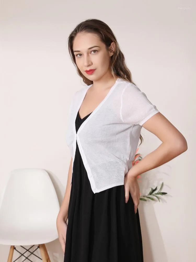 Dames gebreide Koreaanse mode-stijl jas zomer vest zwart wit gebreide dames truien bolero vrouw gehaakte top trui bovenkleding