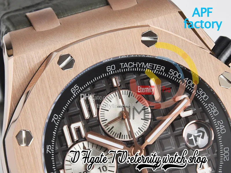 APF 42mm 2647 A3126 Automatic Chronograph Mens Watch Rose Gold steel Case Coffee Textured Dial Leather Super Edition eternity Watches Strap Exclusive Technology