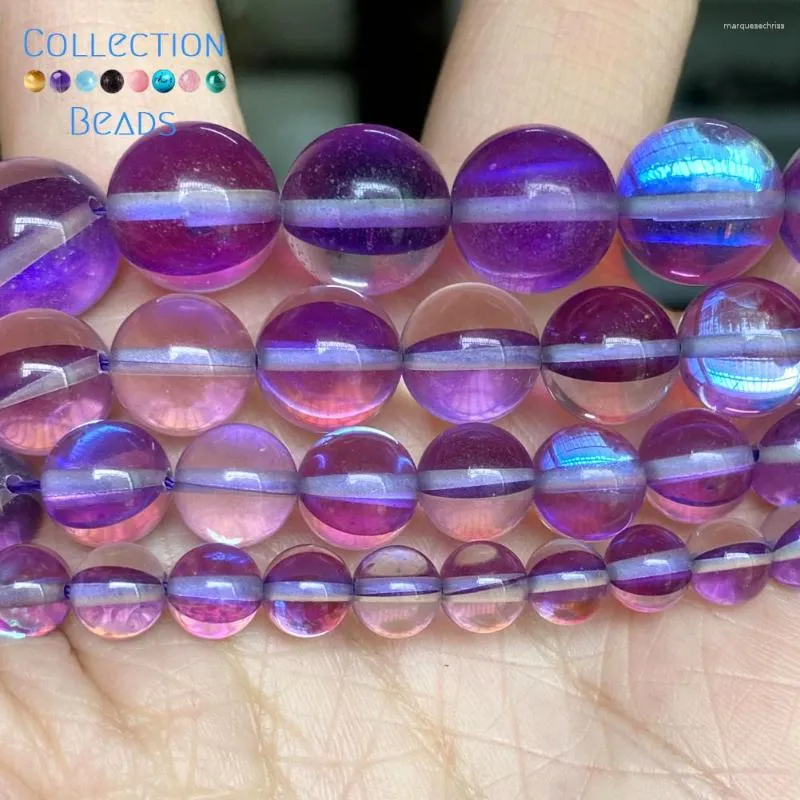 purple glass beads round bracelet spacers