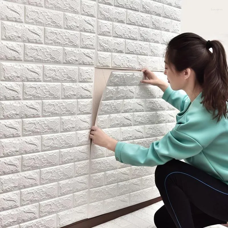 Pe foam 3d wallpaper diy wall stickers sale wall decor embossed brick stone