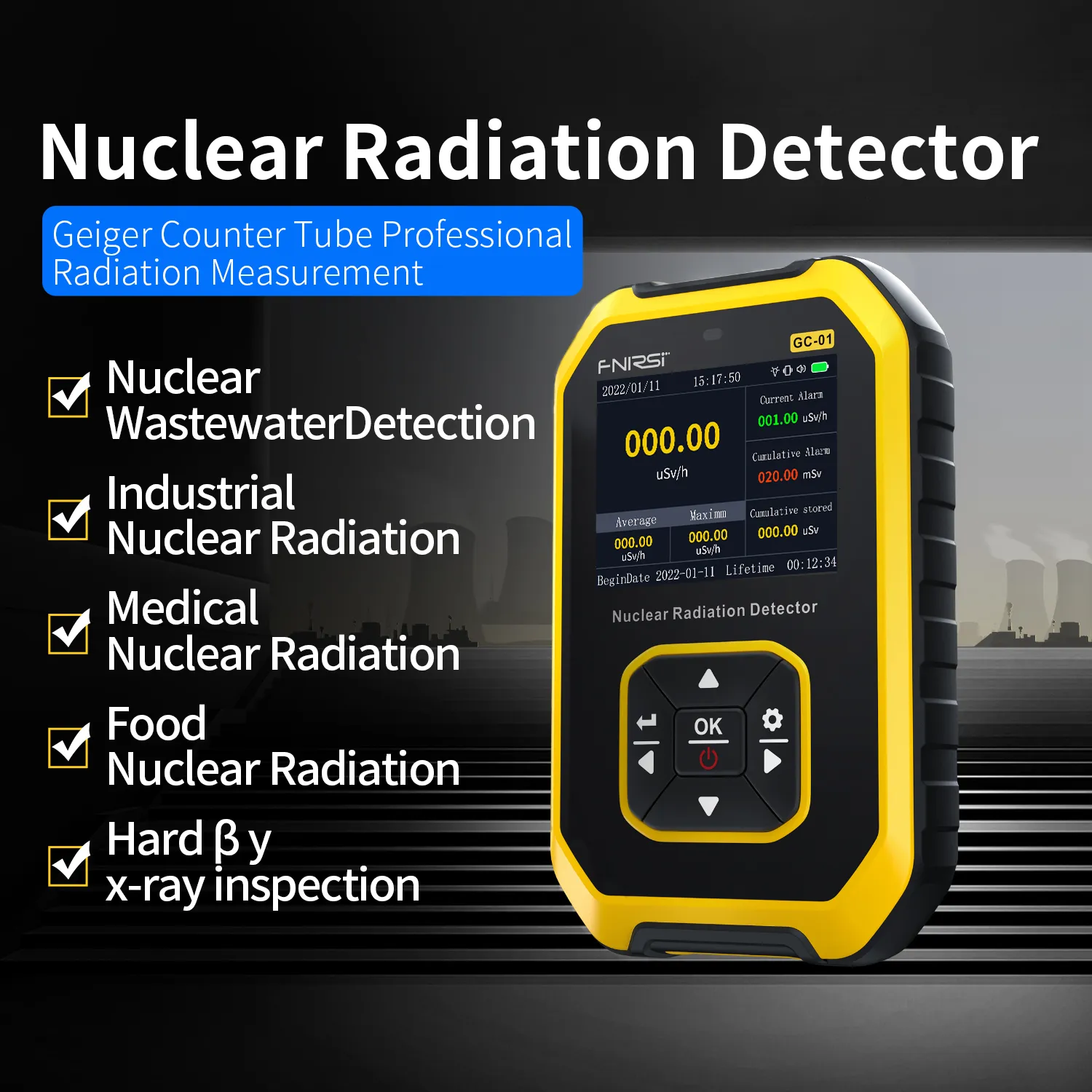 Радиационные тестеры Fnirsi GC-01 Гейгер против ядерного излучения личные дозиметровые детекторы рентгеновские детективы Gama Gamma Радиоактивный тестер 230827