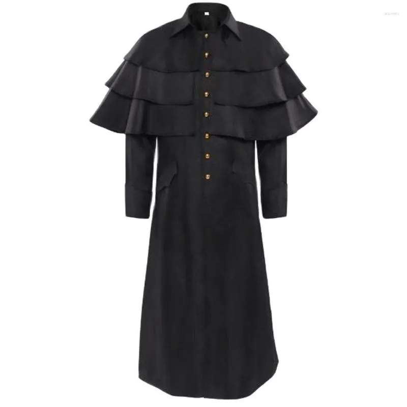 Mężczyzny Trench Coats Men Medieval Church kapłan warstwa warstwa Cape Cassock Cashergy Preacher Preacher Minister Chór Roman Pastor