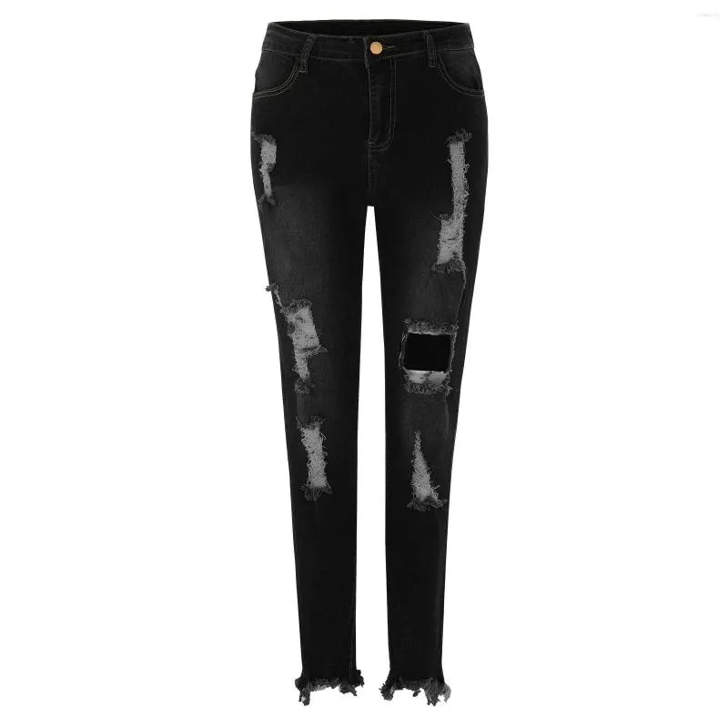 Womens Pants Women Broken Holes Denim Tight Jeans Fashion Washed