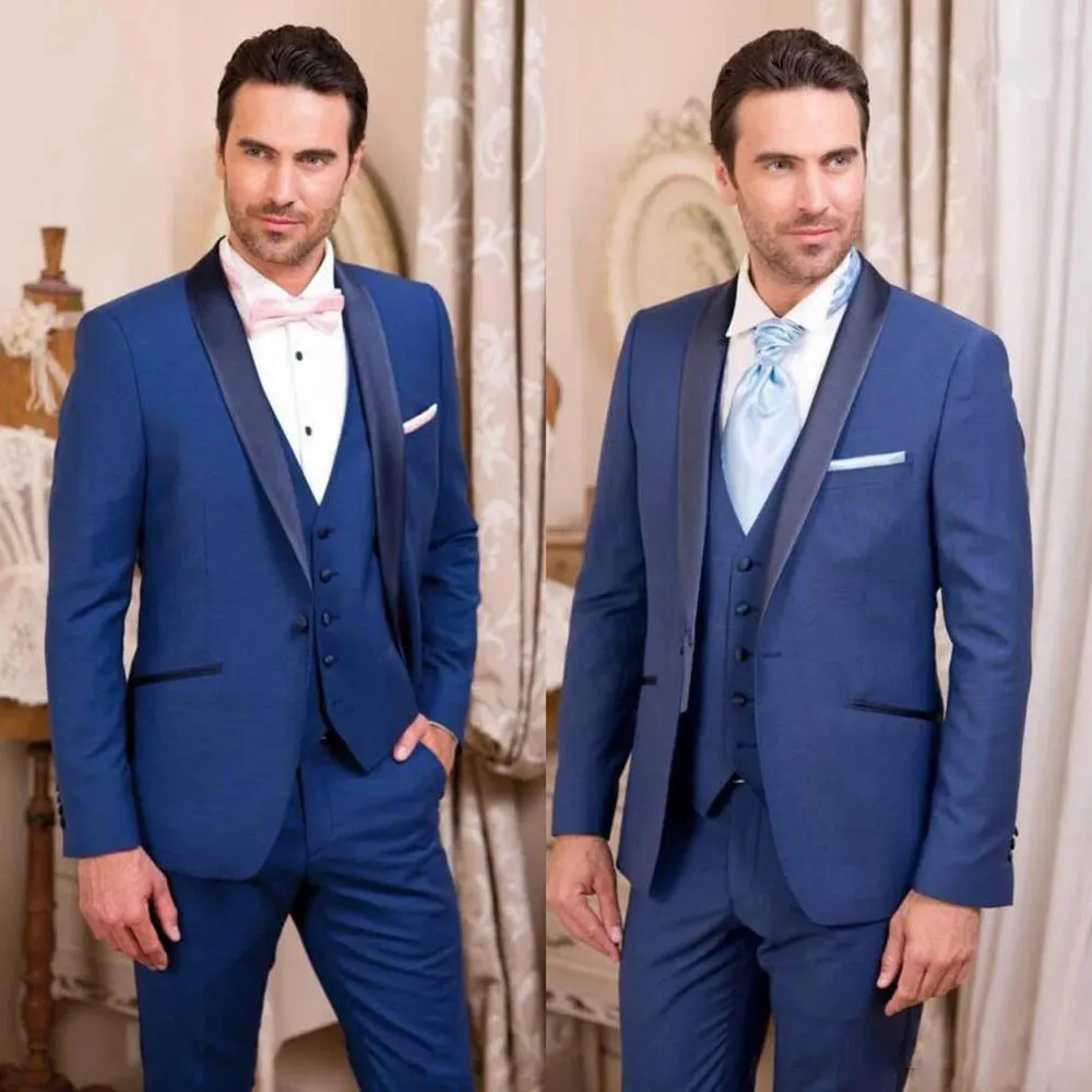 Abiti da uomo Blazer Abiti da uomo solidi Slim Fit Moda Scialle Risvolto 3 pezzi Set Party Prom Wedding Tuxedo Formale Completo Blazer Gilet Pantaloni 230828