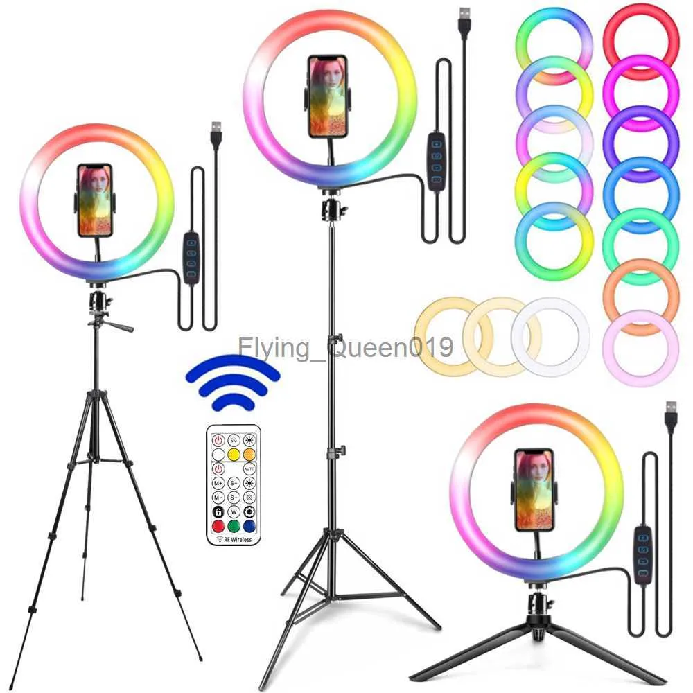 LED -lampor ring lampa RGB med stativ rund ring ljus snyggt belysning fotografering fotostudio selfie för telefonvideo hkd230828