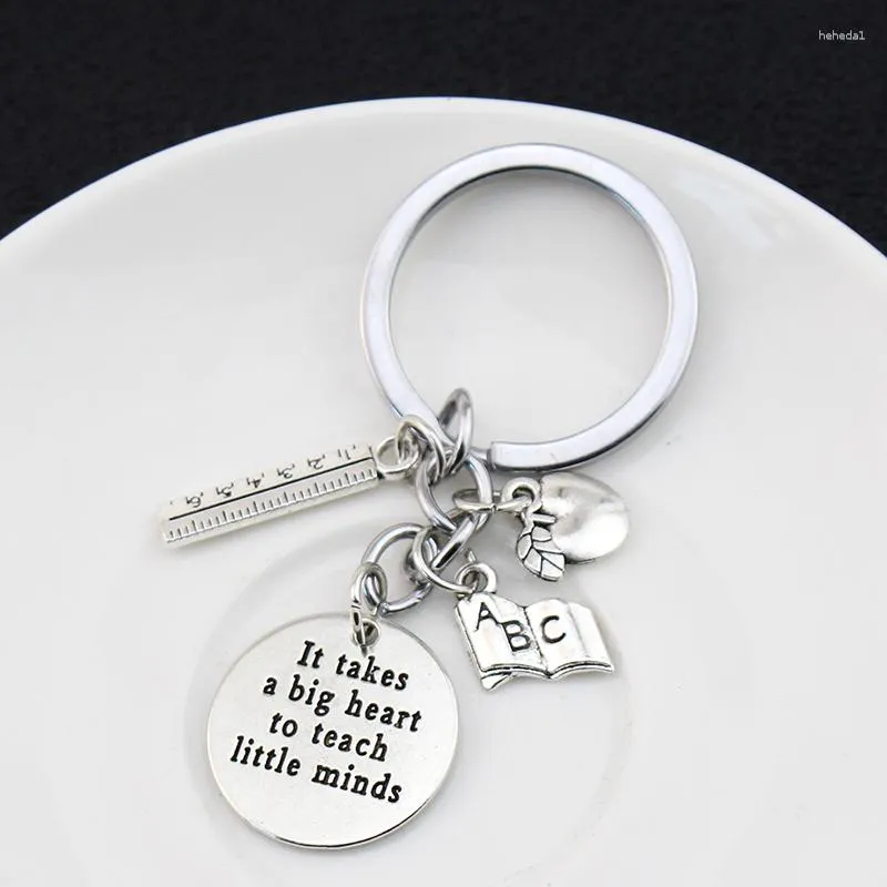 Keychains 1pc Teacher It Takes A Big Heart To Teach Little Minds Keyring Key Ring Jewelry For Teachers Day Gift