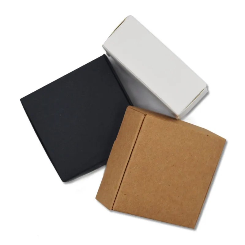 Gift Wrap 100pcs 20 Sizes Black/White/Kraft Paper Carton Box DIY Handmade Soap Packaging Box Jewelry Storage Cardboard Box Small Gift Box 230828