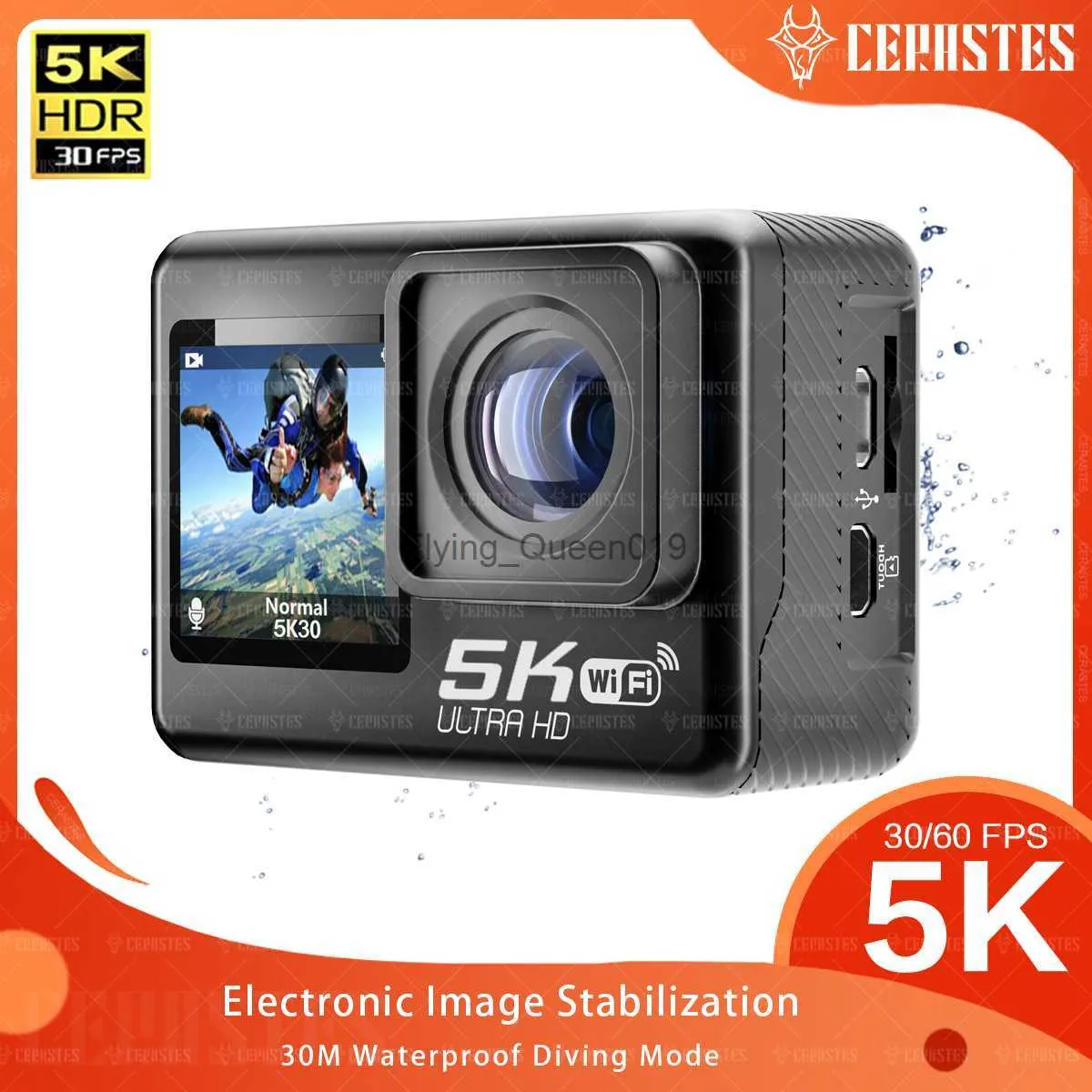 Cerastes wifi anti-shake action camera 4k 60fps الشاشة المزدوجة 170 زاوية واسعة 30 متر رياضة مقاومة للماء كاميرات التصوير الفوتوغرافي HKD230828