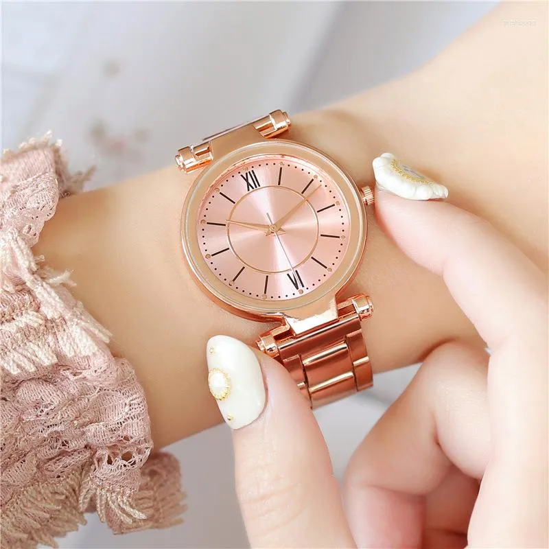 Relojes de pulsera de marca para mujer, reloj con correa de acero, calidad superior, moda de lujo, cuarzo, relojes de pulsera de ocio simples, regalos de gota