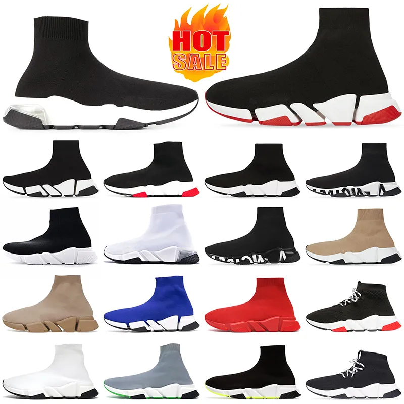 Speed ​​Trener Buty skarpet dla mężczyzn Kobiety Buty Casual Designer Sneakers Triple Black Red Beige Clear Sole Mens Womens Speedtrainer Outdoor Sports Treners