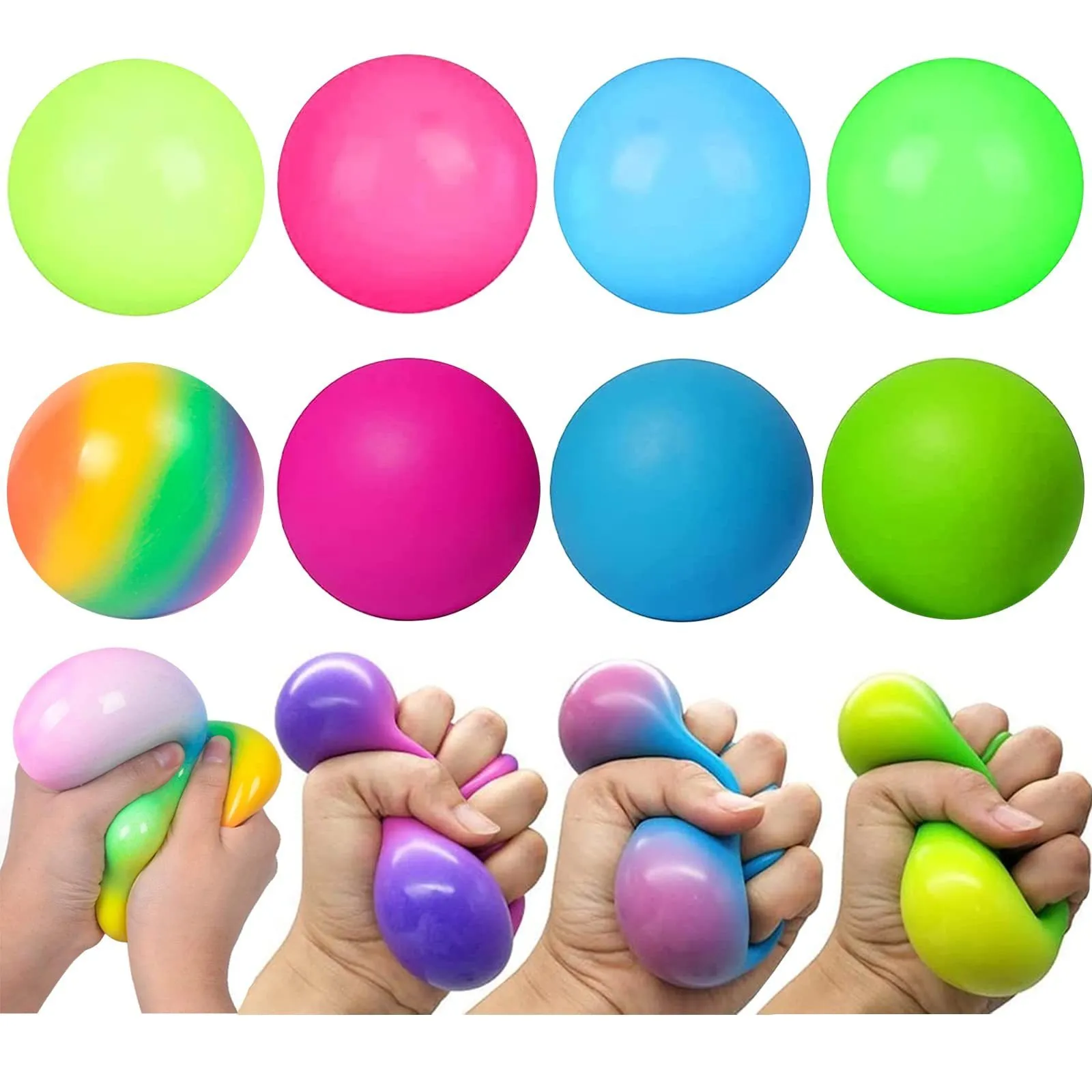 Dekompressionsspielzeug, Stressbälle für Kinder, Fidget Toys, 8er-Pack, farbwechselnder Stressball, Regenbogen-Quetschball, Stressball, sensorisches Stressabbau-Spielzeug 230826