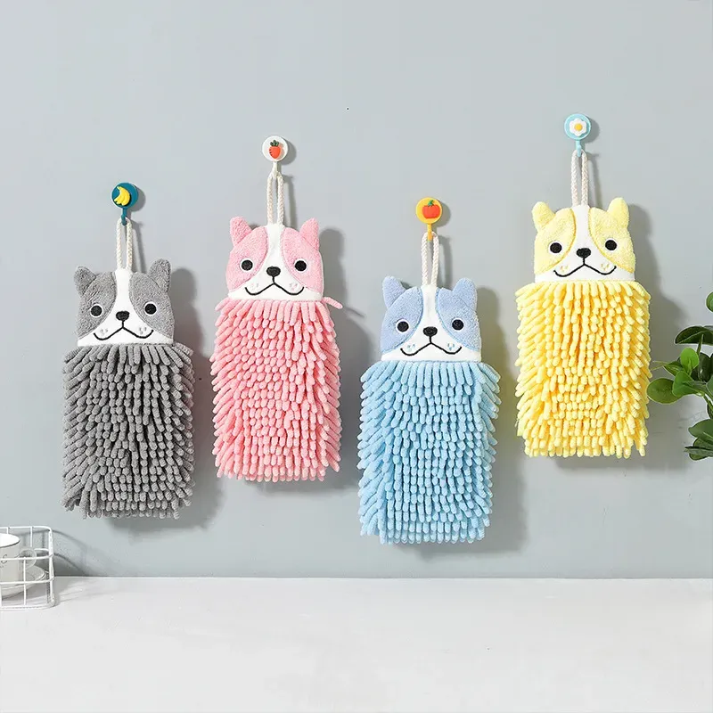 Chenille hand towel hanging style cute cartoon animal hand ball wiping household kitchen childrens embroidery water absorbing towel bathroom 828