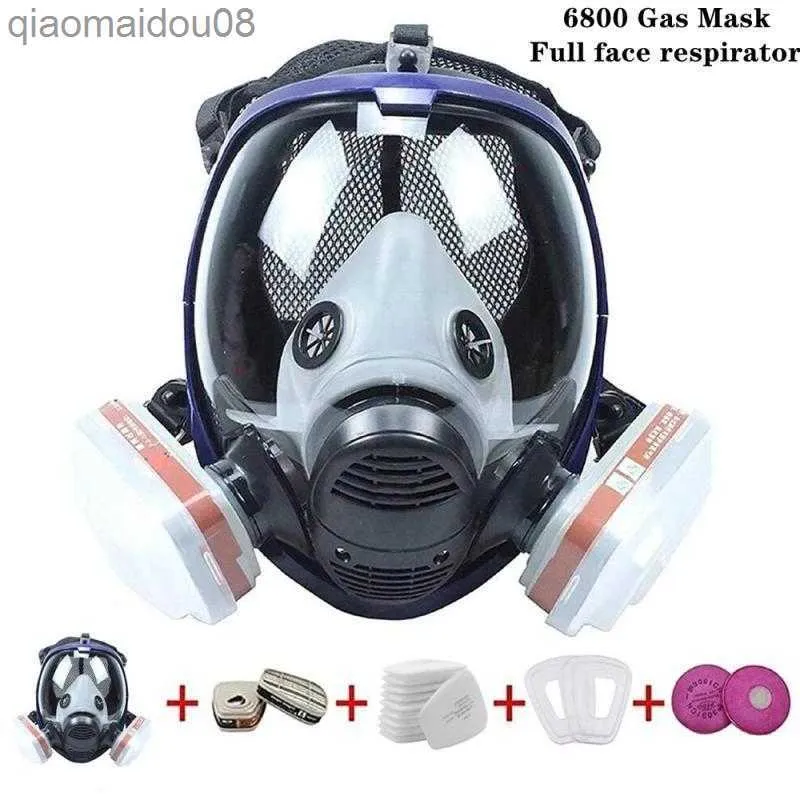 Vestuário de proteção Máscara de gás químico 6800 Respirador de poeira Anti-Fog Máscara facial completa Filtro para soldagem de gás ácido industrial Inseticida de tinta spray HKD230826