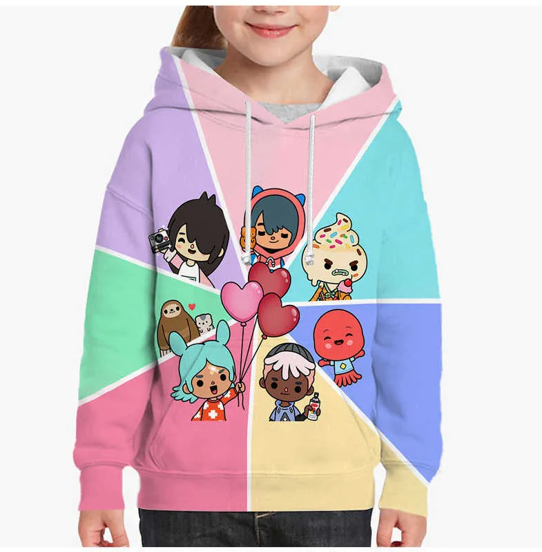Toca Life World Cartoon Anime 3D Print Hoodies For Girls For Kids