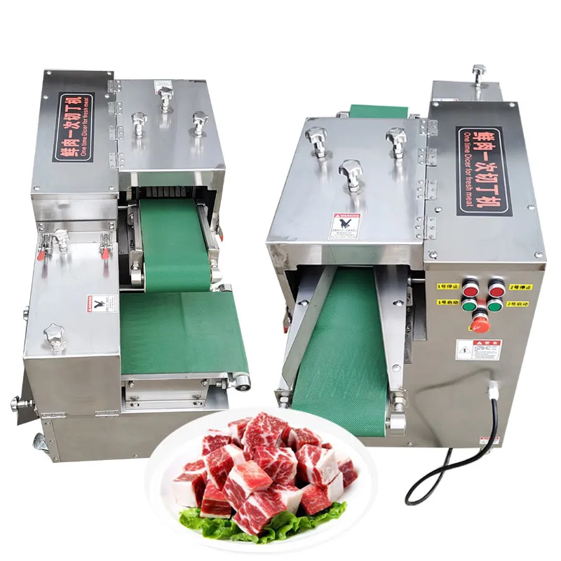 肉のダイシングマシン大量および高収量ダブルナイフ冷凍肉切削機スライサー販売